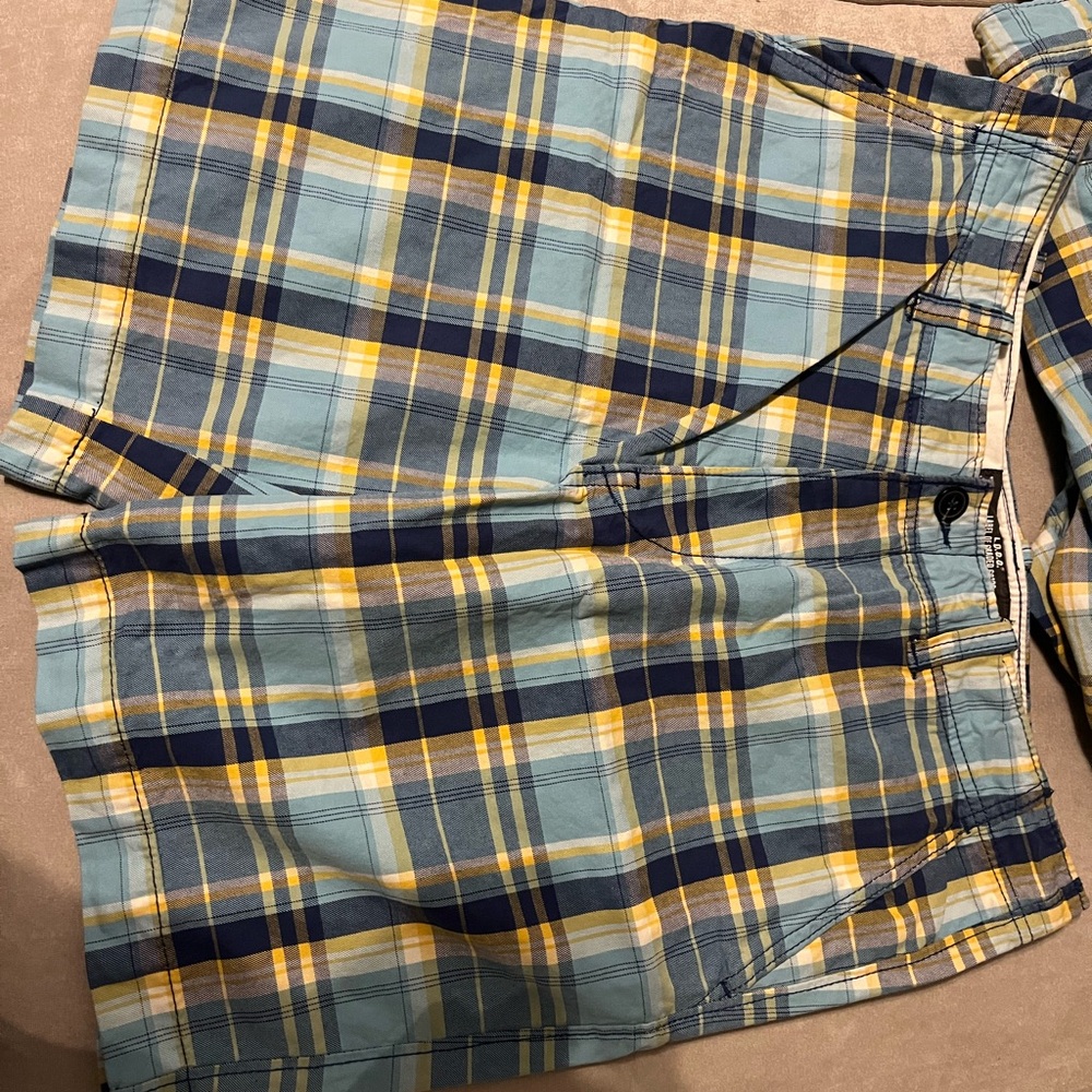 Mens H&M Plaid Blue and Yellow Shorts